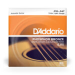 D'Addario EJ15 Phosphor Bronze Acoustic Guitar Strings, Extra Light Gauge 1