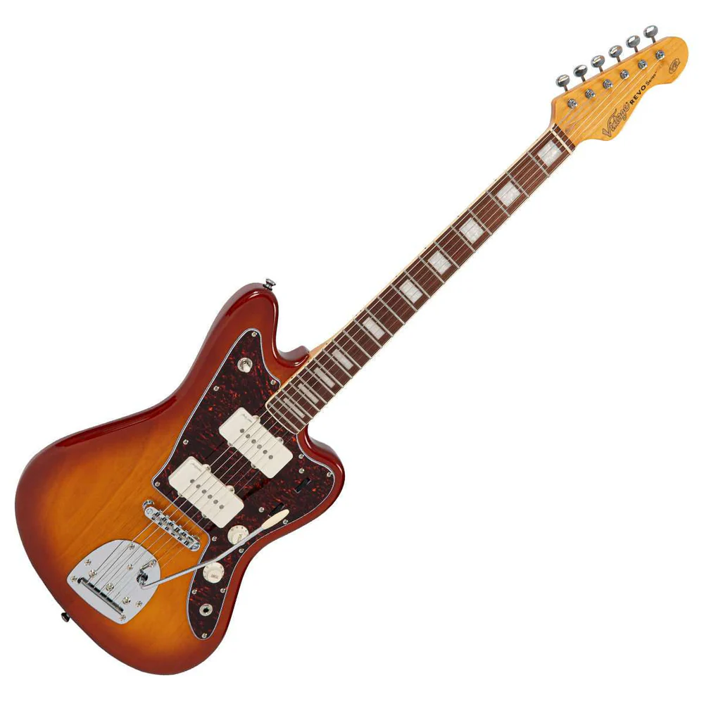 vintage-revo-series-surfmaster-90-electric-guitar-amberburst-132102 vintage revo surfmaster90 series amberburst